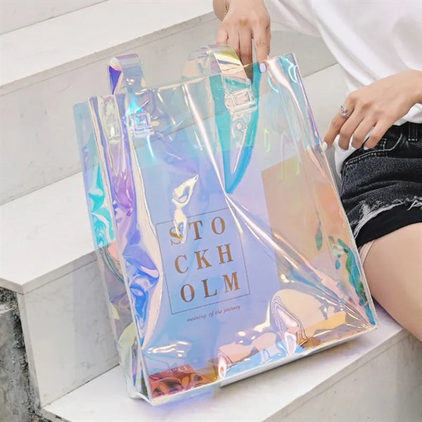 Pvc laser shopping tote bag