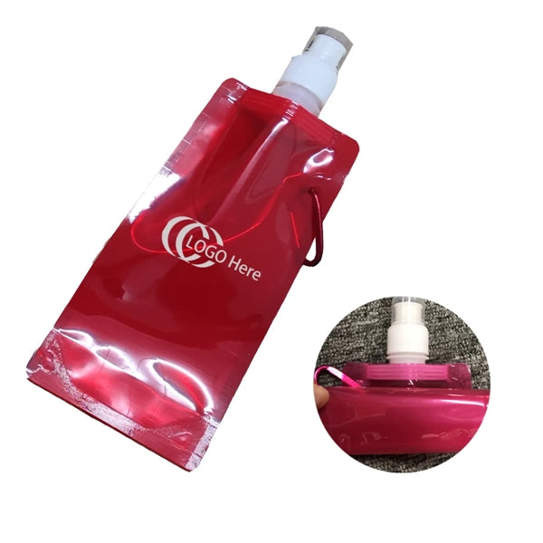 17 oz Foldable Roll Up Water Bottle With Carabiner