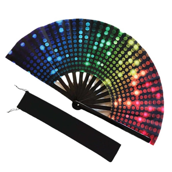 Rainbow Fabric Folding Fan