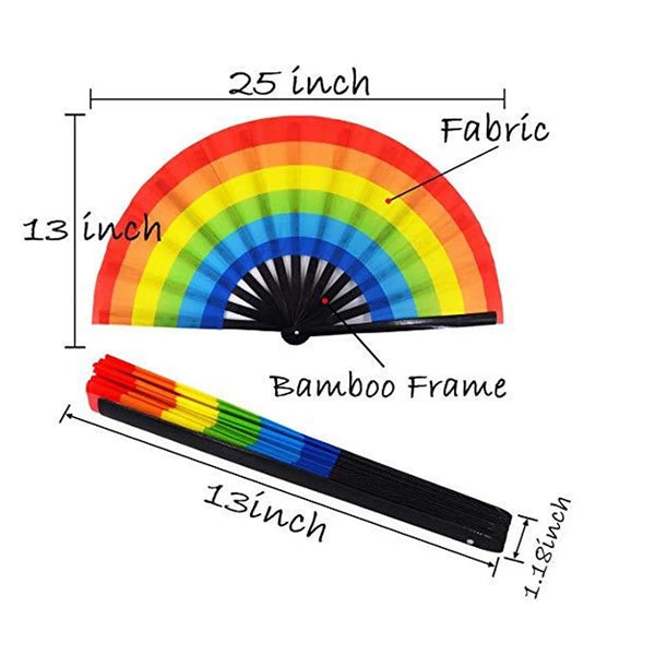 Rainbow Fabric Folding Fan