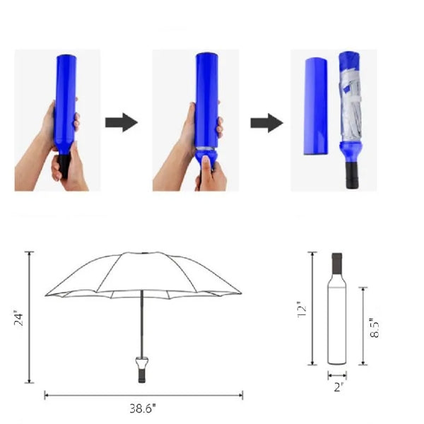 Rain- Portable Compact Wine Bottle Umbrella for Travel