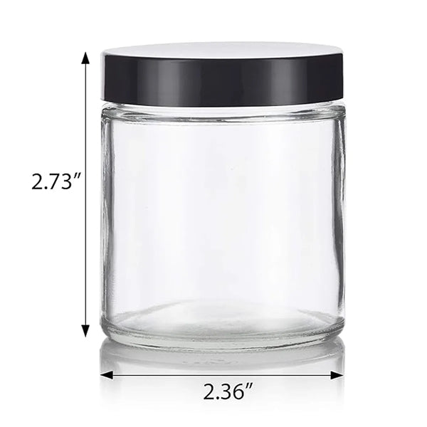 4 oz Clear cosmetic bottle Glass Jar with black lid