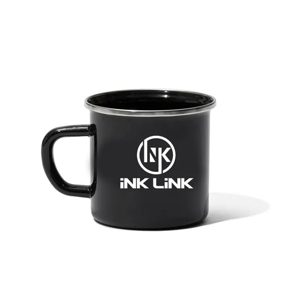 12Oz White Enamel Mug Silver Rim With Case