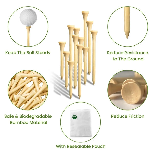 Professional Bamboo Golf Tee Set - 4 PCS