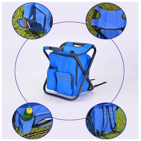 Foldable Chair with Cooler Backpack Bag