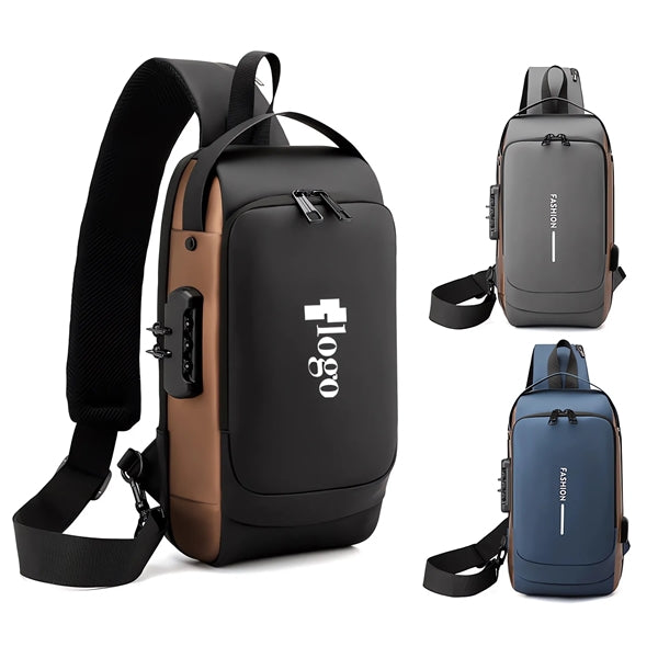 USB Anti Theft Waterproof Chest Daypack Sling Bag Backpack