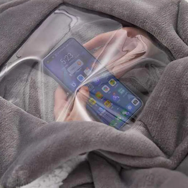 Winter Oversized Hoodie Wearable Blanket With Clear Pocket