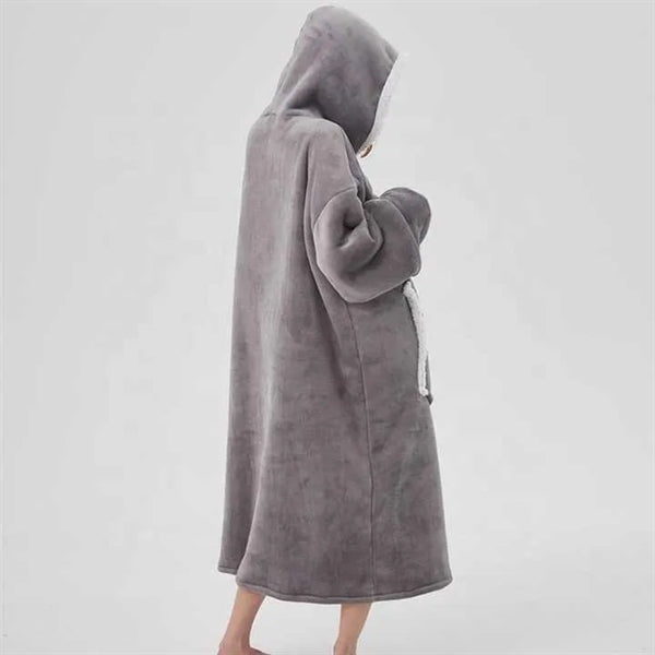 Winter Oversized Hoodie Wearable Blanket With Clear Pocket