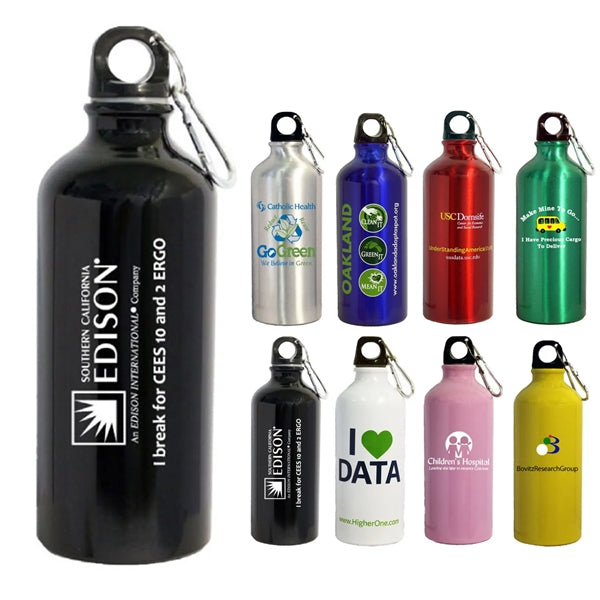 22Oz Aluminum Sports Water Bottle w/ Carabiner