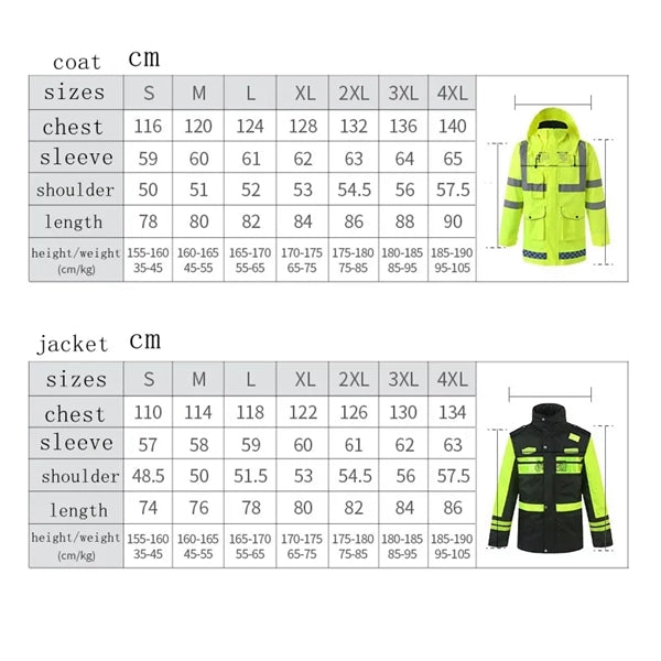 Winter Safety Jacket Reflective Raincoat 5 in 1 High Vis