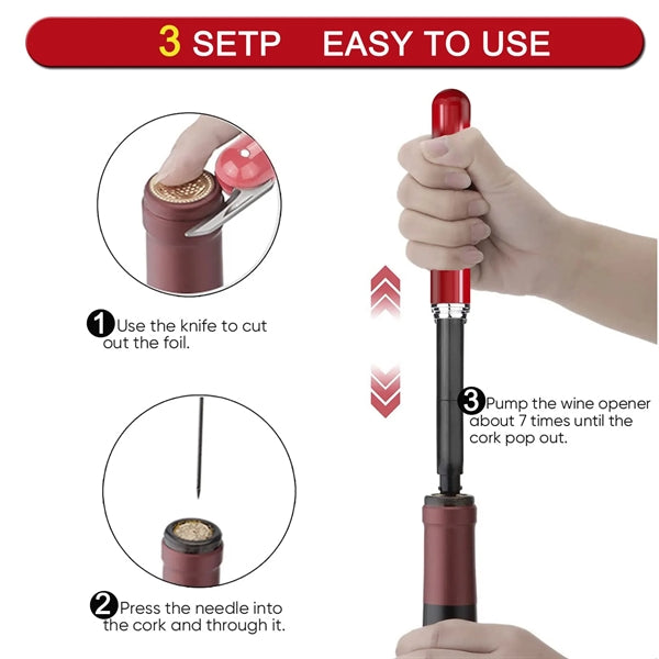 Air Pressure Wine Corkscrew With Foil Knife