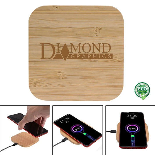 15W Bamboo Eco-Friendly Wireless Charger-Square