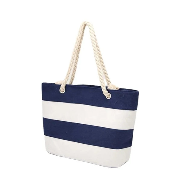 Canvas Beach Tote Bag with Zipper