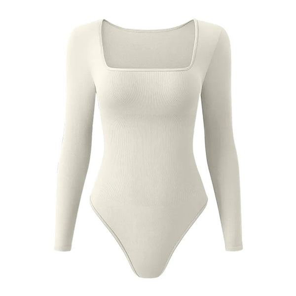 Women's Square Neck Long Sleeve Tops Bodysuit