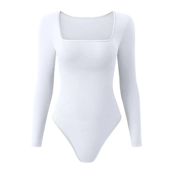 Women's Square Neck Long Sleeve Tops Bodysuit