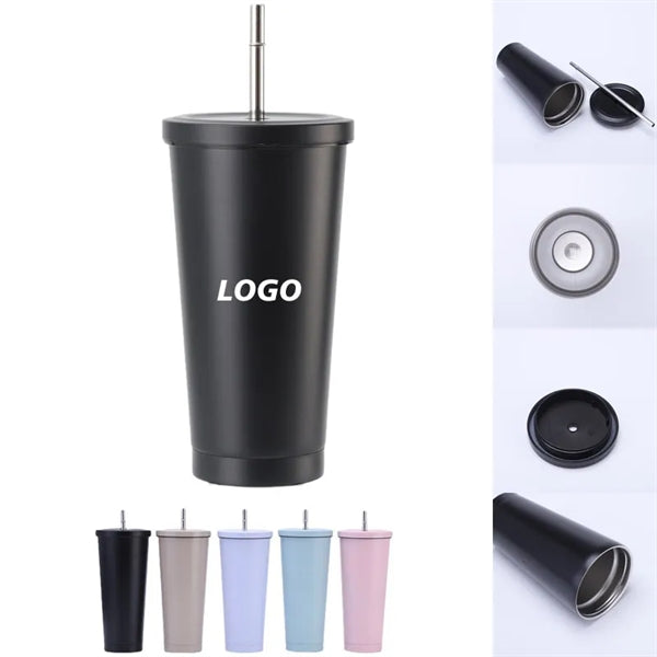 25 oz Stainless Steel Tumbler with Lid and Straw