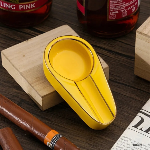 Portable Water Drop Shape Ceramic Cigar Tabletop Ashtray