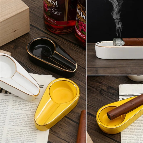 Portable Water Drop Shape Ceramic Cigar Tabletop Ashtray