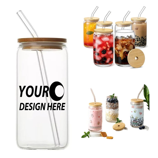 16 Oz Glass Cups With Straw