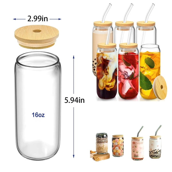 16 Oz Glass Cups With Straw