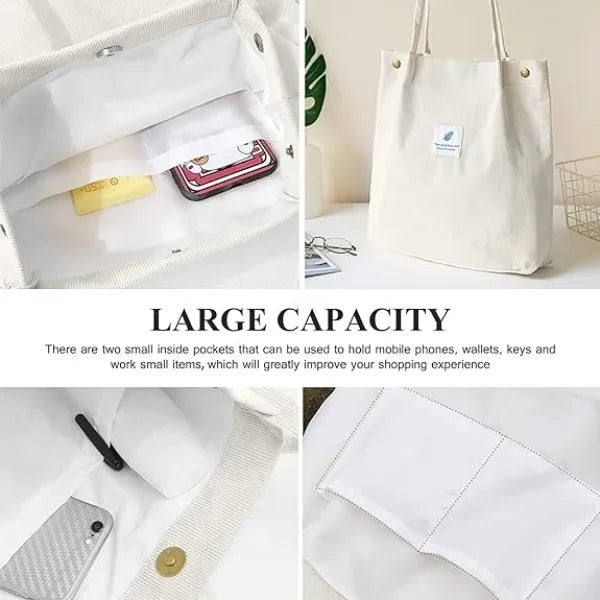 Fashion Tote Bag For Women Corduroy Shoulder Cord Purse