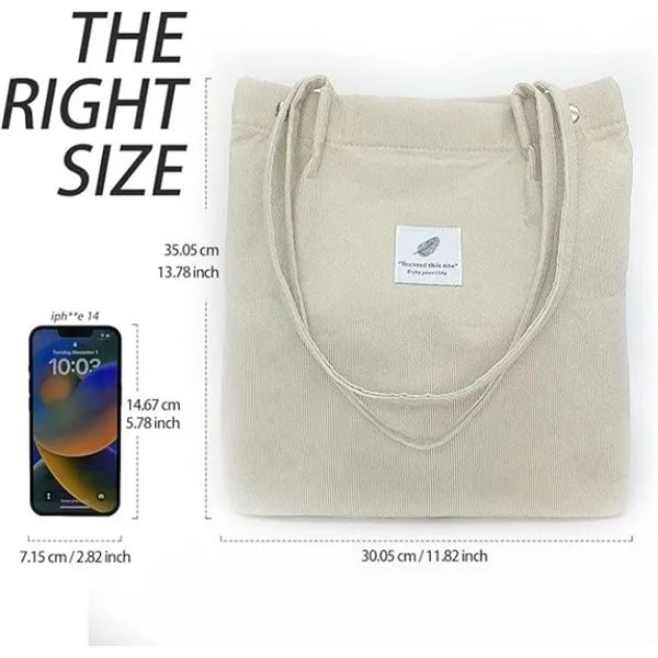 Fashion Tote Bag For Women Corduroy Shoulder Cord Purse