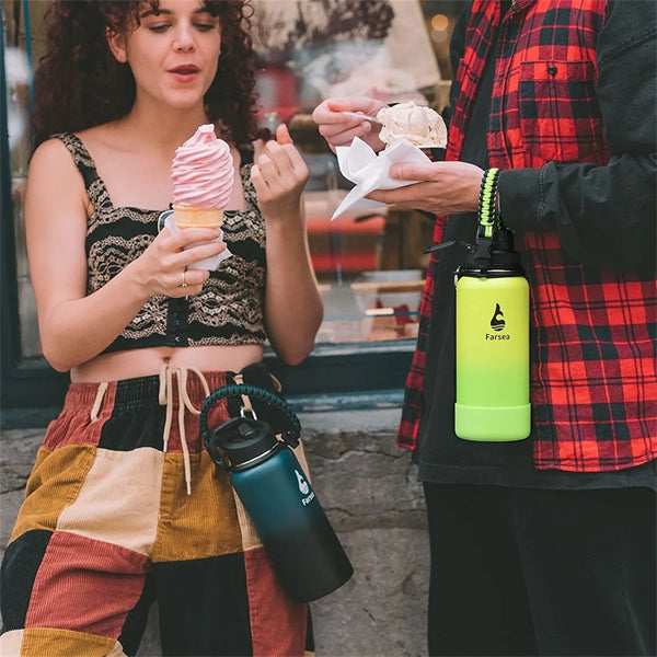 20oz Insulated Water Bottle with Spout Lid Paracord Handle