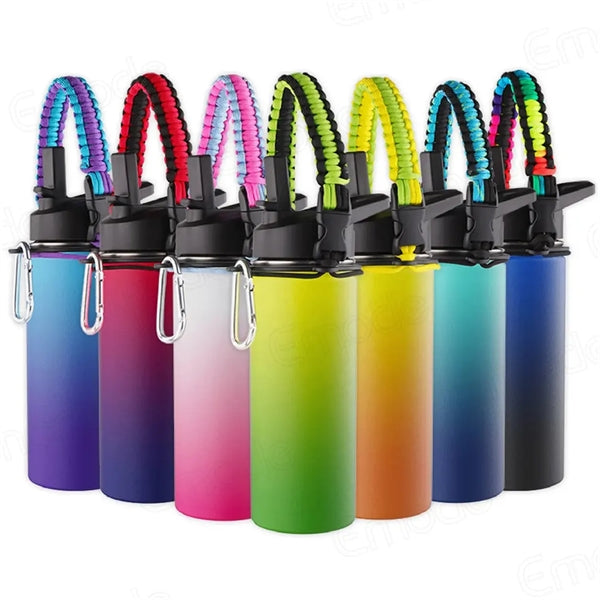 20oz Insulated Water Bottle with Spout Lid Paracord Handle