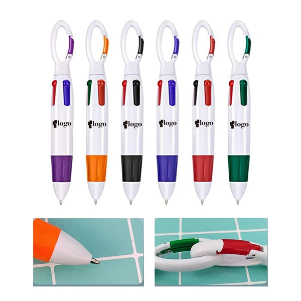 Multicolor Pen 4 Neon Color in Ballpoint with Buckle Clip