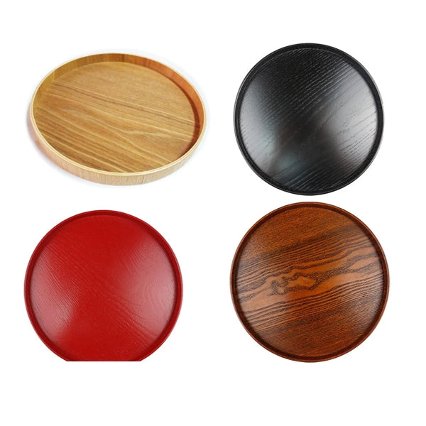 Round Wooden Serving Tray For Entertaining Eating