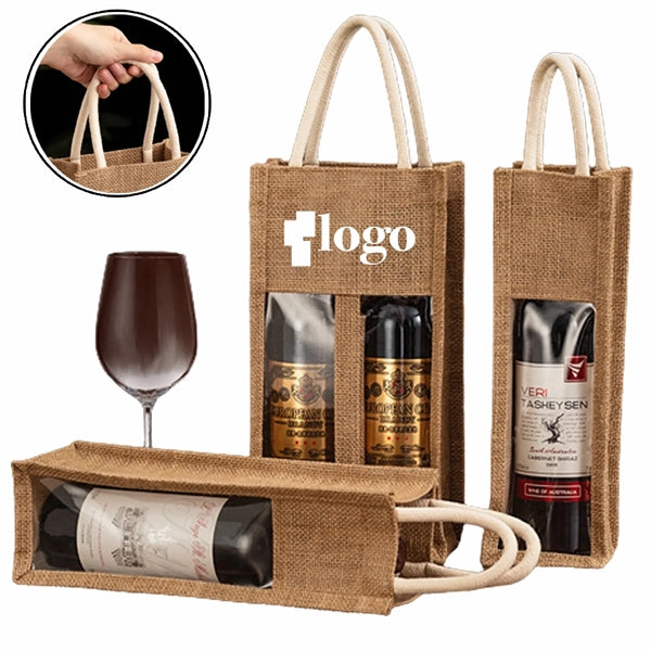 Premium Burlap Jute Wine Bottle Bag