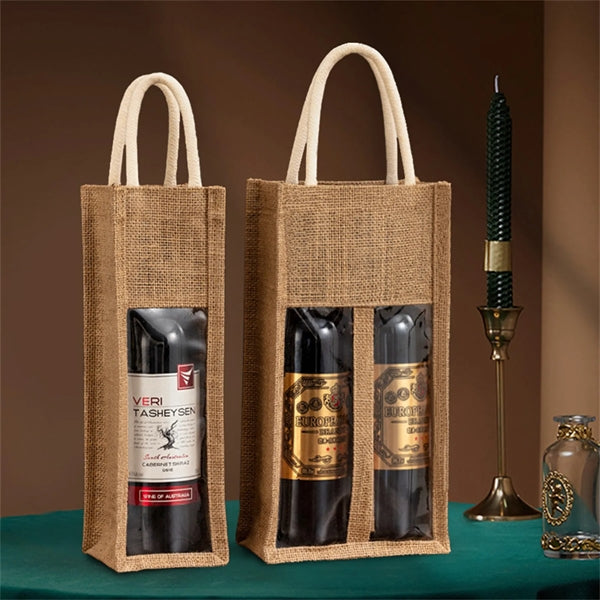 Premium Burlap Jute Wine Bottle Bag