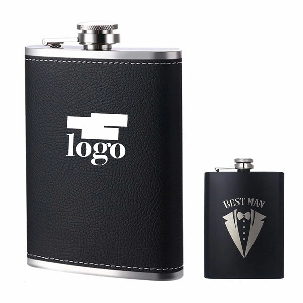 Black Leather Hip Flask for Liquor
