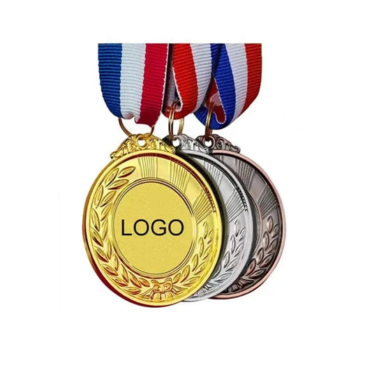 Printed Metal Medal with Wheat and Bow