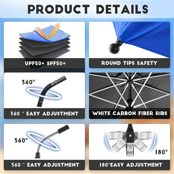 Adjustable Umbrella with Universal Clamp