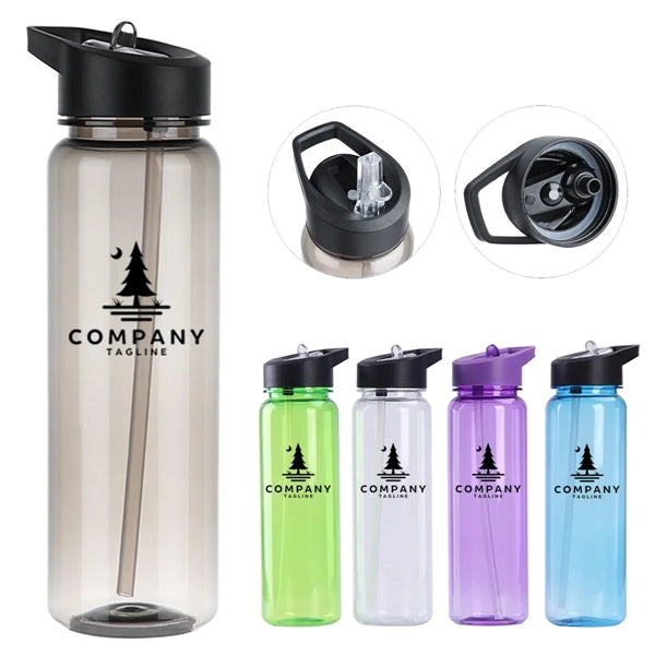 Sports Water Bottle With Straw Top Lid