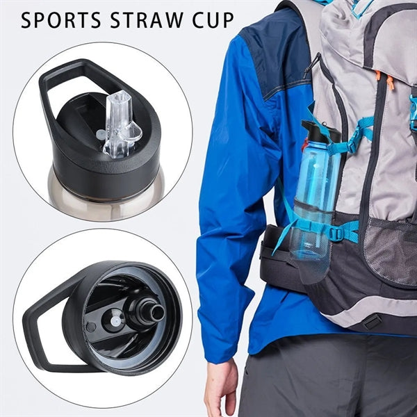 Sports Water Bottle With Straw Top Lid