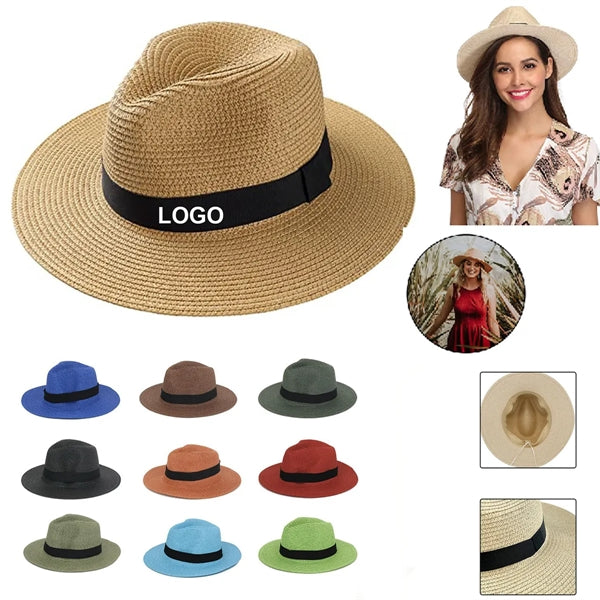 Women Wide Brim Travel Straw Panama Beach Hat