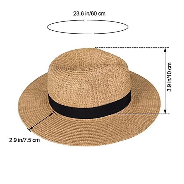 Women Wide Brim Travel Straw Panama Beach Hat
