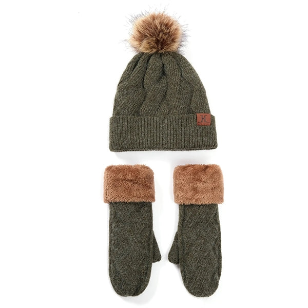 Winter Fashion Outdoor Windproof Hat Gloves Sets