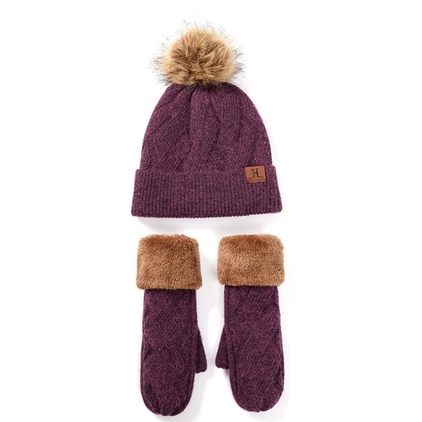 Winter Fashion Outdoor Windproof Hat Gloves Sets