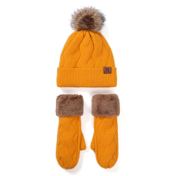 Winter Fashion Outdoor Windproof Hat Gloves Sets