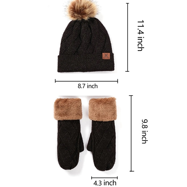 Winter Fashion Outdoor Windproof Hat Gloves Sets