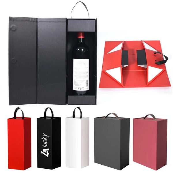Collapsible Magnetic Closure Wine Gift Boxes with Handle