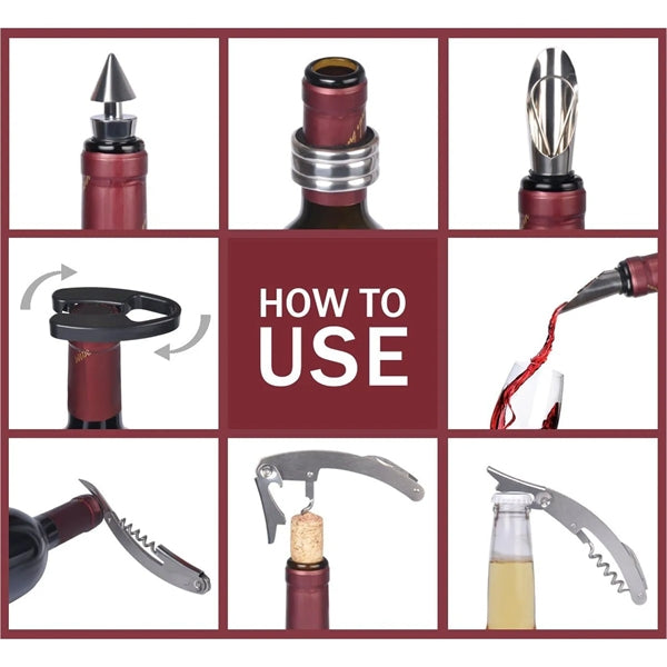 5pcs Wine Tool Set with Bottle Shaped Case