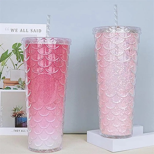 Fish Scale Studded Double Plastic Cup