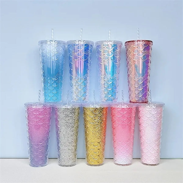 Fish Scale Studded Double Plastic Cup