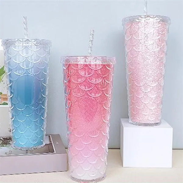 Fish Scale Studded Double Plastic Cup