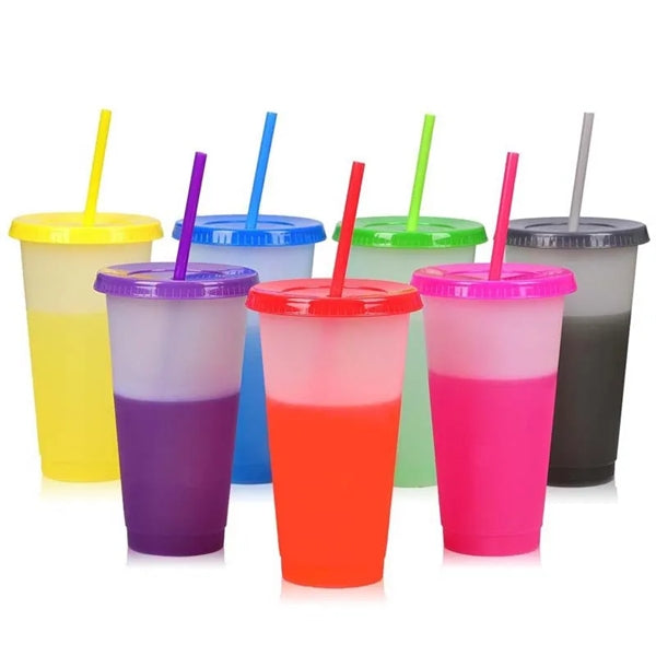 24oz Color Changing Cup with Lid & Straw