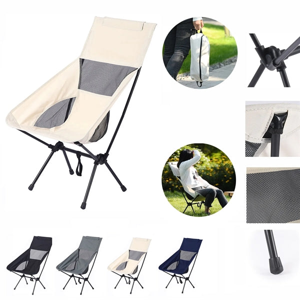 Folding High Back Camping Chair with Head Support